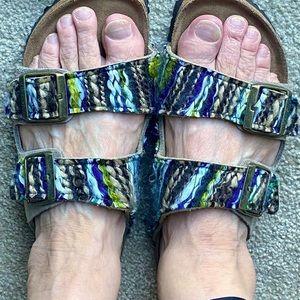 Unique Birkenstock Tan Suede with Woven Detail Sz 37 L6